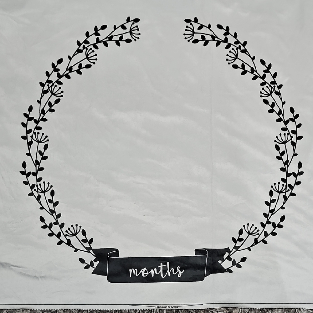 Black Floral Wreath Milestone Backdrop